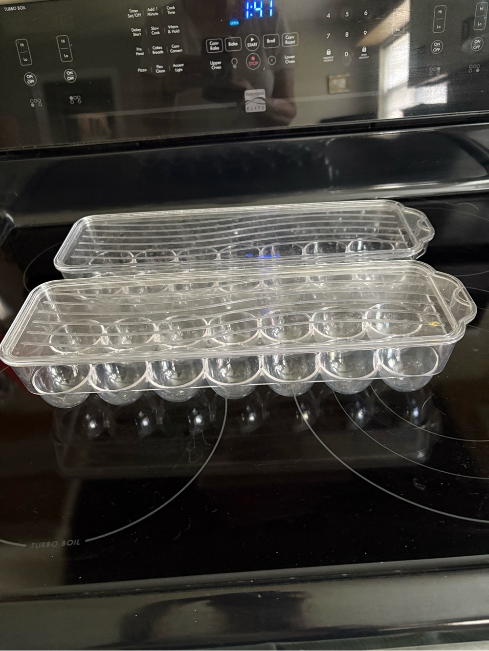 Clear Plastic Egg Tray Storage Organizers, set of 2 with lids